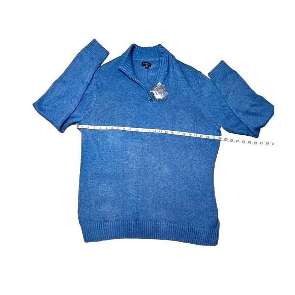 Croft & Barrow Men’s 2XL Cotton Blend Periwinkle Mock-neck 1/4 Zip Sweater - Picture 4 of 8